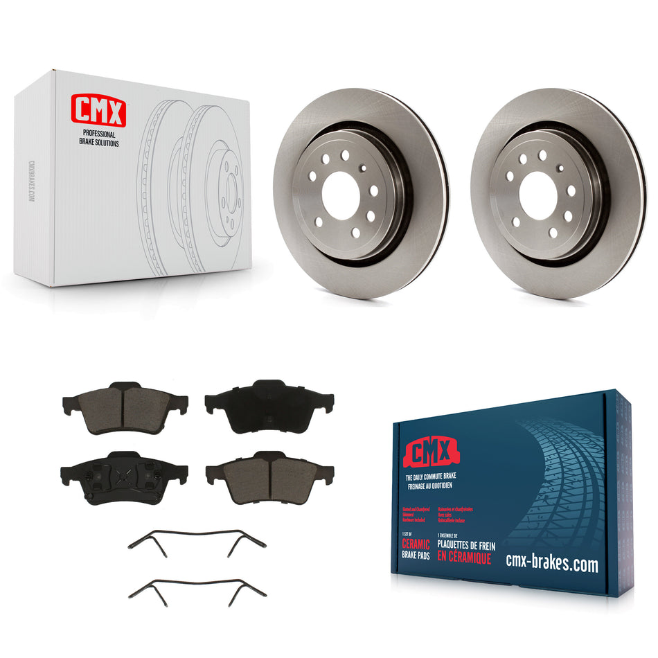 Rear Disc Brake Rotors And Ceramic Pads Kit For 2003 Saab 9-3 Sedan With Vented Rotor K8C-101988