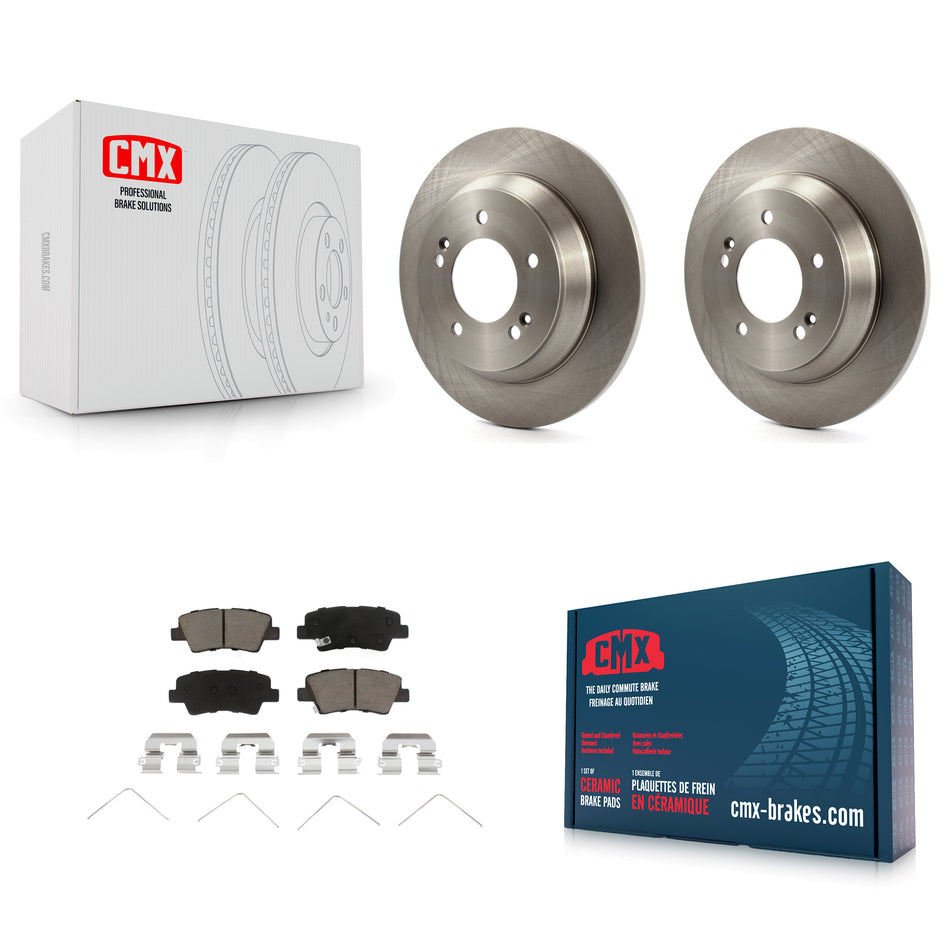 Rear Disc Brake Rotors And Ceramic Pads Kit For 2014-2017 Kia Rondo With Manual Parking K8C-102080