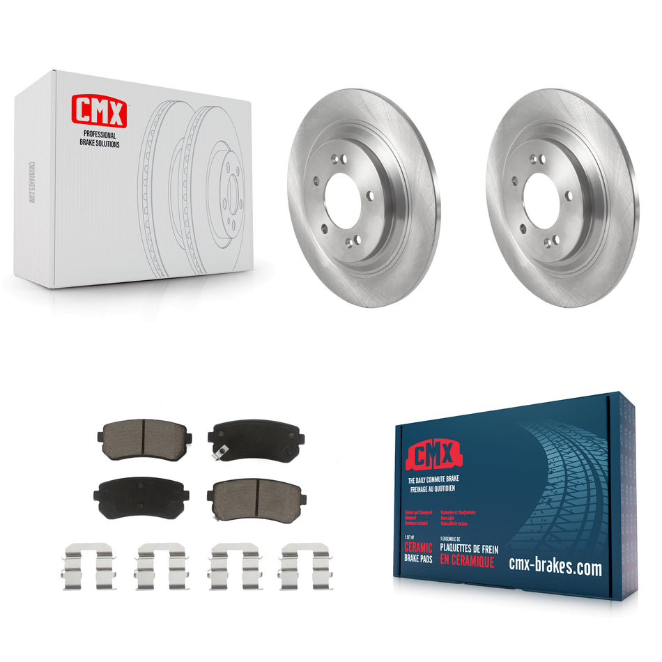 Rear Disc Brake Rotors And Ceramic Pads Kit For 2017 Kia Cadenza Limited Technology With Manual Parking K8C-102137
