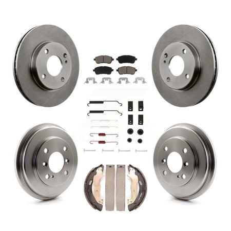 Front Rear Disc Brake Rotors Ceramic Pads And Drum Kit (7Pc) For Ford Fiesta K8C-102175