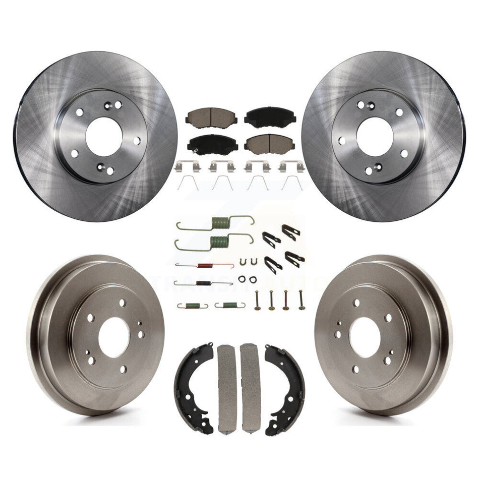 Front Rear Disc Brake Rotors Ceramic Pads And Drum Kit (7Pc) For Honda Accord Fit K8C-102177