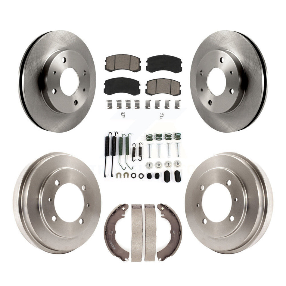 Front Rear Disc Brake Rotors Ceramic Pads And Drum Kit (7Pc) For 2007 Mitsubishi Lancer LS Diamond With 15" Factory Wheels K8C-102183