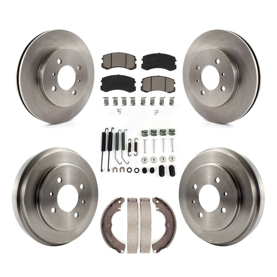 Front Rear Disc Brake Rotors Ceramic Pads And Drum Kit (7Pc) For 2007 Mitsubishi Lancer LS Diamond With 14" Factory Wheels K8C-102184
