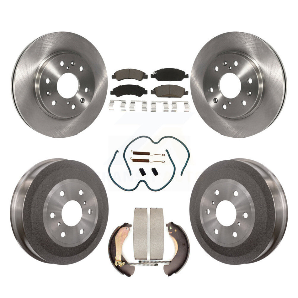 Front Rear Disc Brake Rotors Ceramic Pads And Drum Kit (7Pc) For 2009-2009 Chevrolet Silverado 1500 GMC Sierra Except Vehicles Using Hold Down Pins K8C-102185