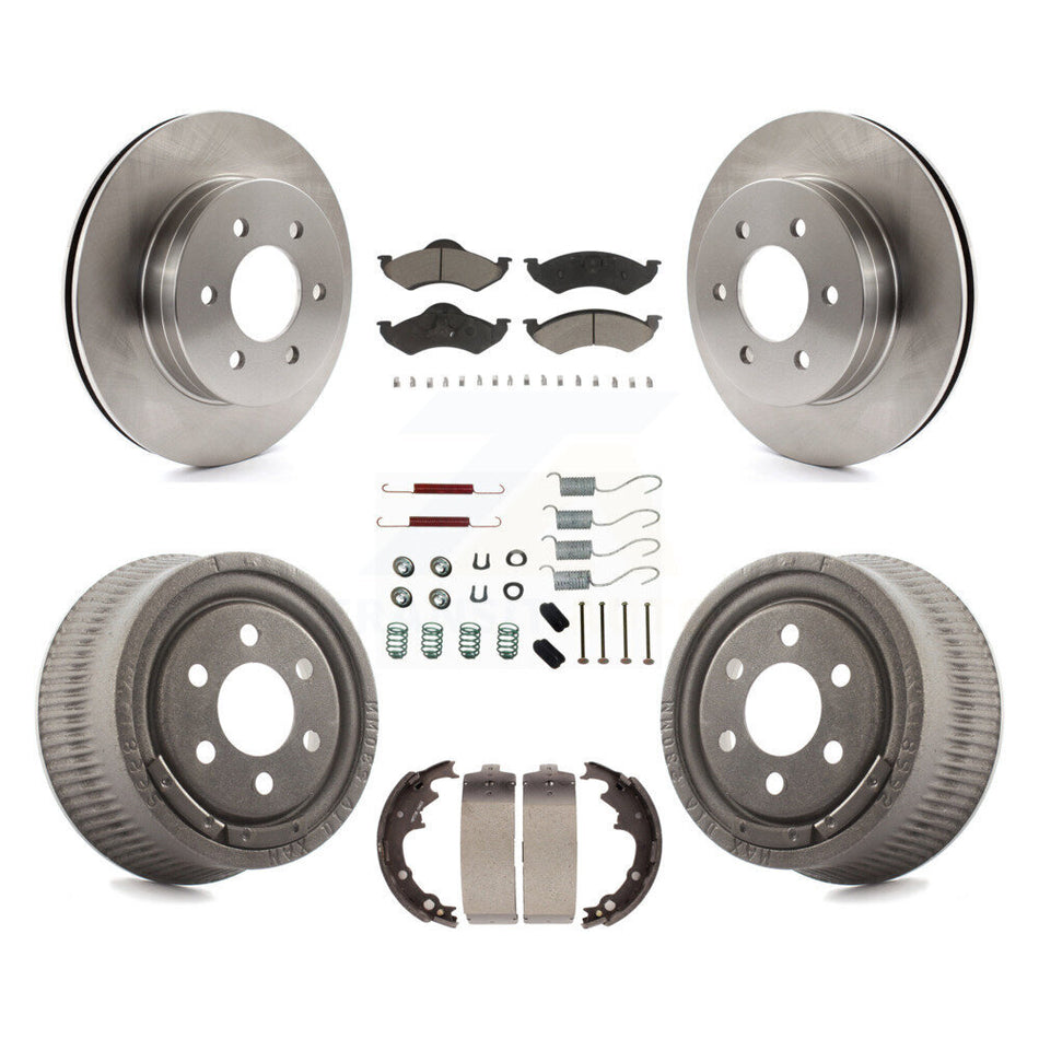 Front Rear Disc Brake Rotors Ceramic Pads And Drum Kit (7Pc) For 2000-2002 Dodge Dakota With 9" Diameter K8C-102195