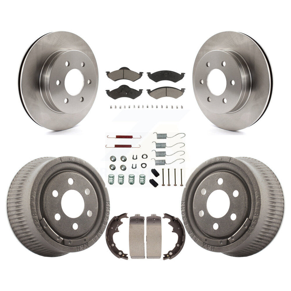 Front Rear Disc Brake Rotors Ceramic Pads And Drum Kit (7Pc) For 2000-2002 Dodge Dakota With 9" Diameter K8C-102195