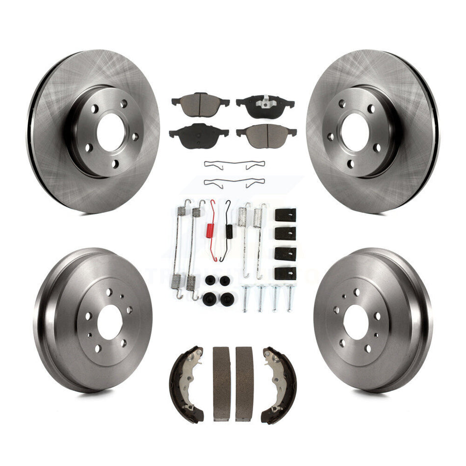 Front Rear Disc Brake Rotors Ceramic Pads And Drum Kit (7Pc) For Ford Focus FMSI=1004 K8C-102202