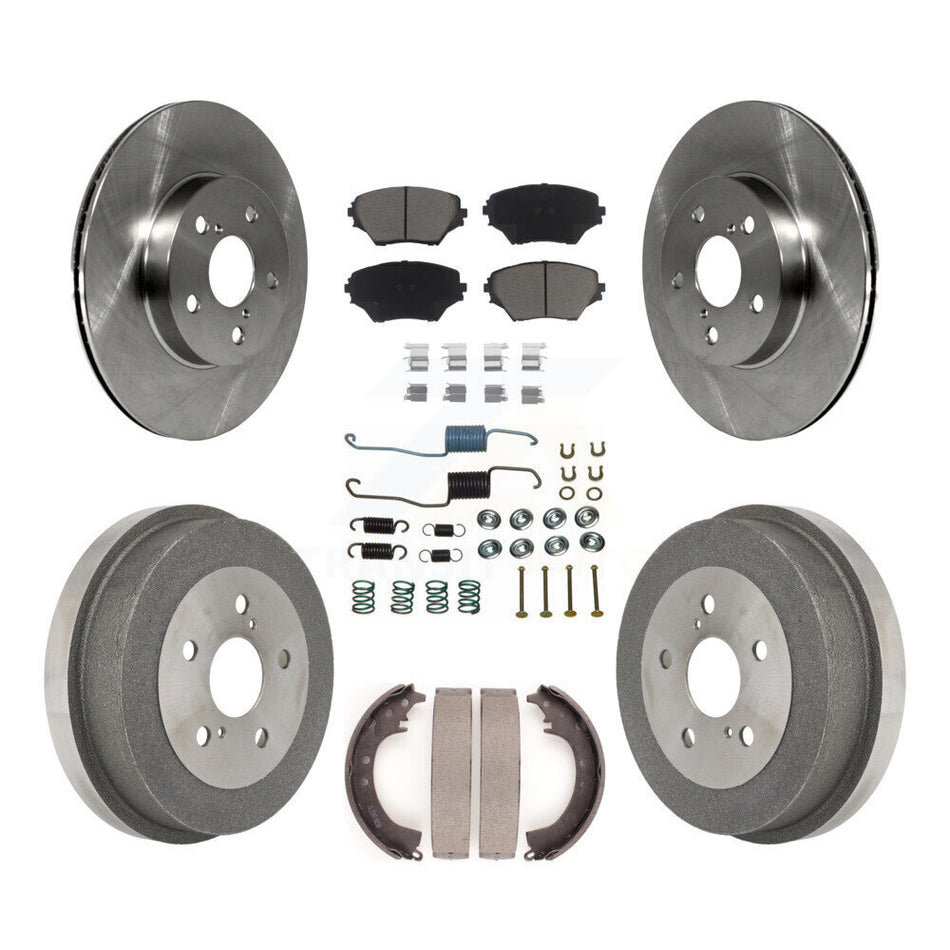 Front Rear Disc Brake Rotors Ceramic Pads And Drum Kit (7Pc) For 2001-2002 Toyota RAV4 BATTERY EV (EV BEV) engine K8C-102211