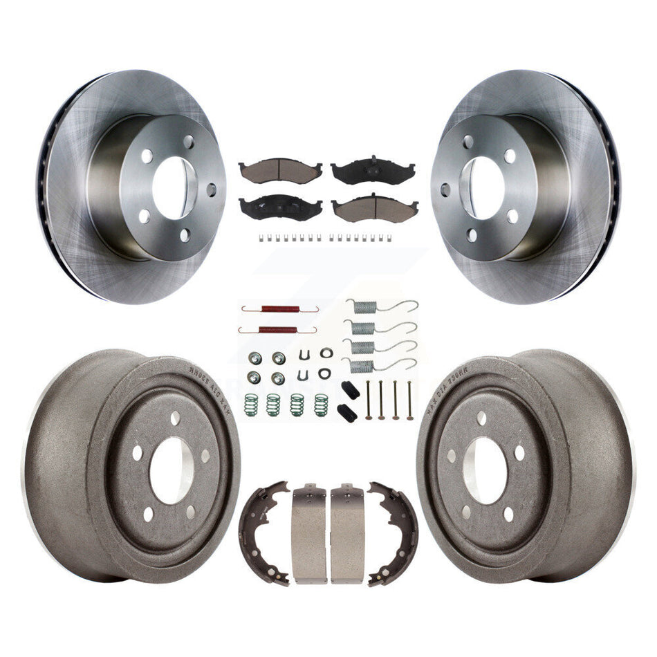 Front Rear Disc Brake Rotors Ceramic Pads And Drum Kit (7Pc) For Jeep Wrangler Cherokee K8C-102219