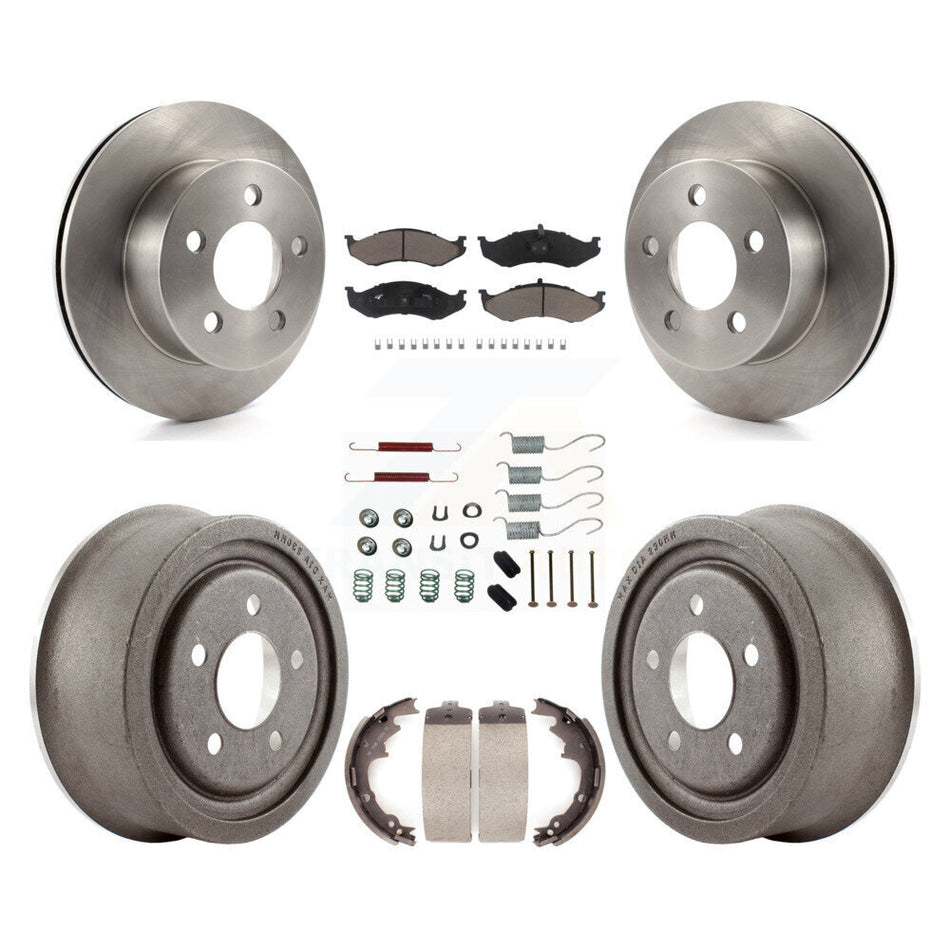 Front Rear Disc Brake Rotors Ceramic Pads And Drum Kit (7Pc) For Jeep Wrangler TJ K8C-102231