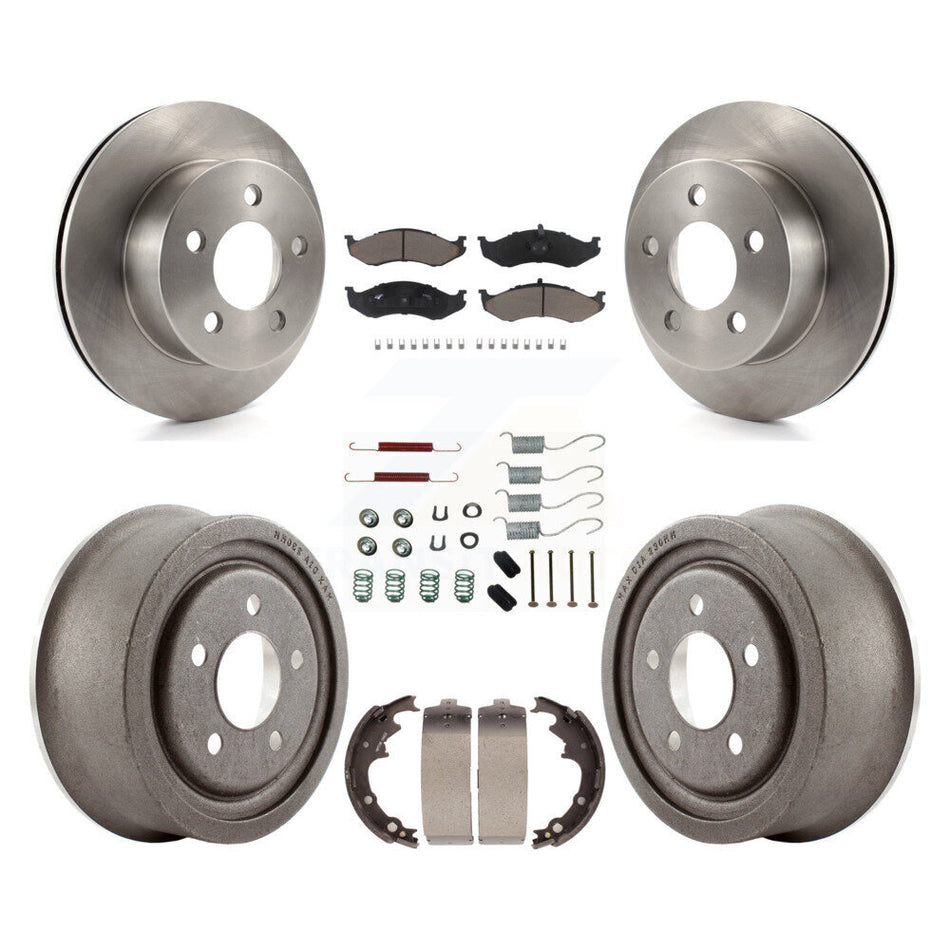 Front Rear Disc Brake Rotors Ceramic Pads And Drum Kit (7Pc) For 2000 Jeep Wrangler With 9" Diameter K8C-102232