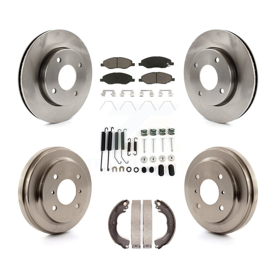 Front Rear Disc Brake Rotors Ceramic Pads And Drum Kit (7Pc) For 2009-2011 Nissan Versa 1.6L K8C-102245