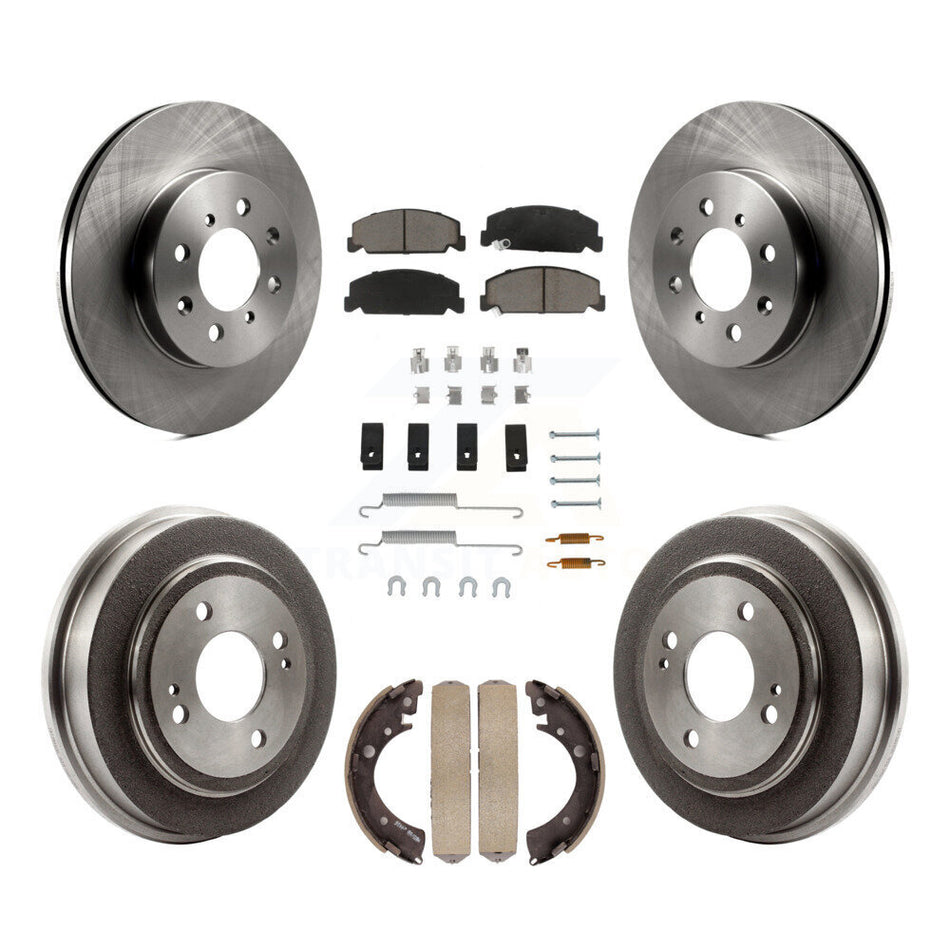 Front Rear Disc Brake Rotors Ceramic Pads And Drum Kit (7Pc) For 1997 Honda Civic LX with 4-Wheel ABS K8C-102262