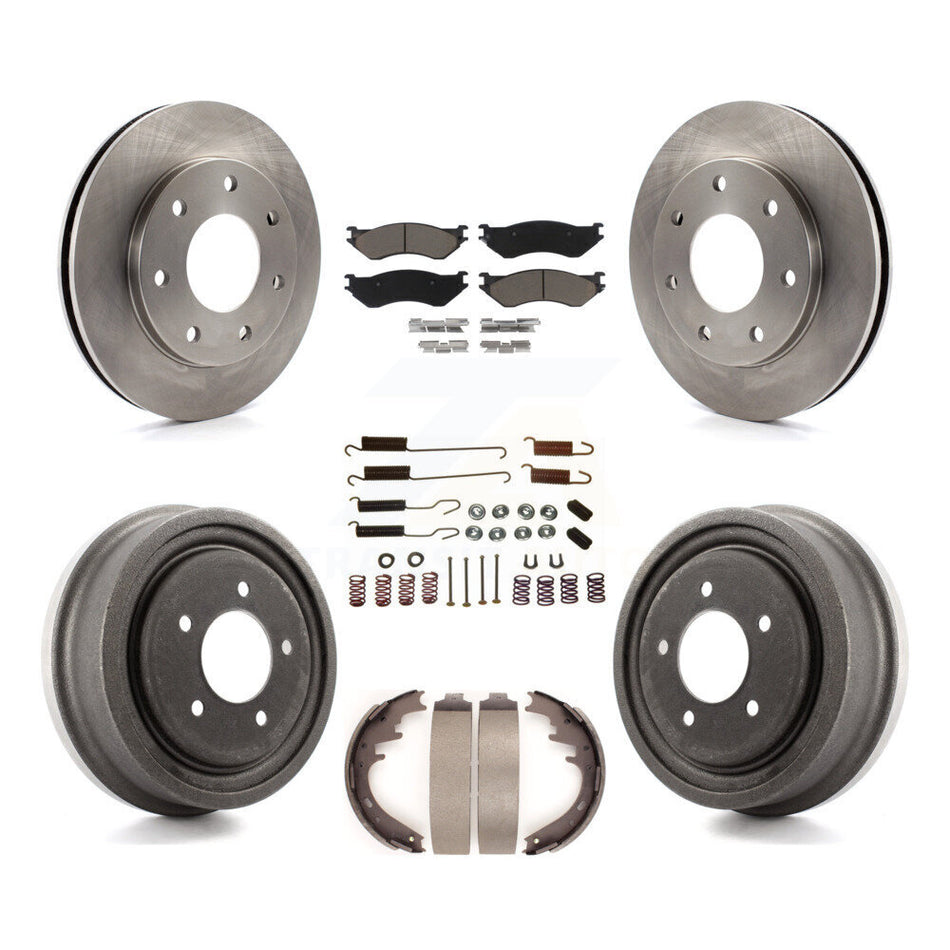 Front Rear Disc Brake Rotors Ceramic Pads And Drum Kit (7Pc) For 1999 Ford F-150 4WD With 7 Lug Wheels K8C-102264