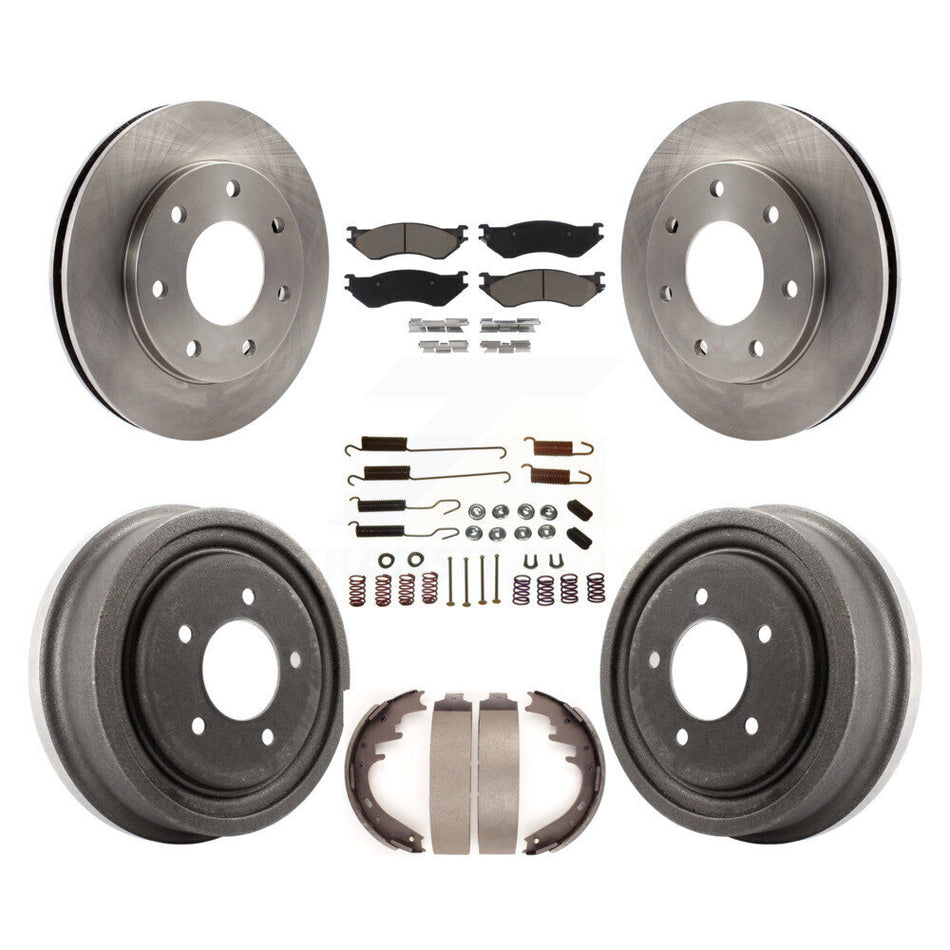 Front Rear Disc Brake Rotors Ceramic Pads And Drum Kit (7Pc) For 1999 Ford F-150 4WD With 7 Lug Wheels K8C-102264