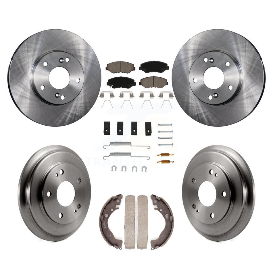 Front Rear Disc Brake Rotors Ceramic Pads And Drum Kit (7Pc) For Honda Civic K8C-102270