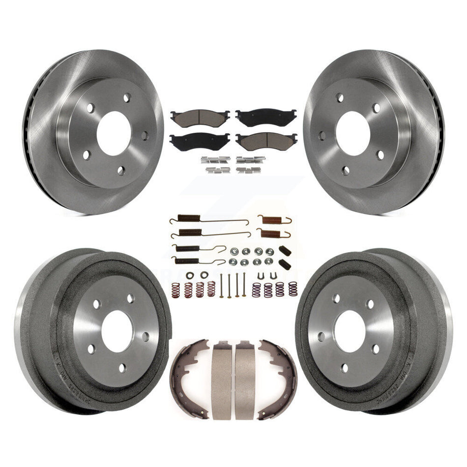 Front Rear Disc Brake Rotors Ceramic Pads And Drum Kit (7Pc) For 2000-2001 Dodge Ram 1500 RWD K8C-102272