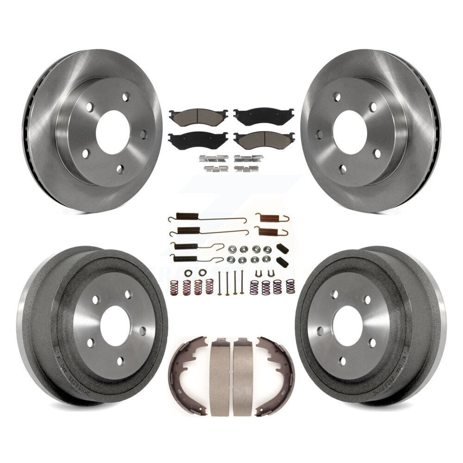 Front Rear Disc Brake Rotors Ceramic Pads And Drum Kit (7Pc) For 2000-2001 Dodge Ram 1500 RWD K8C-102272