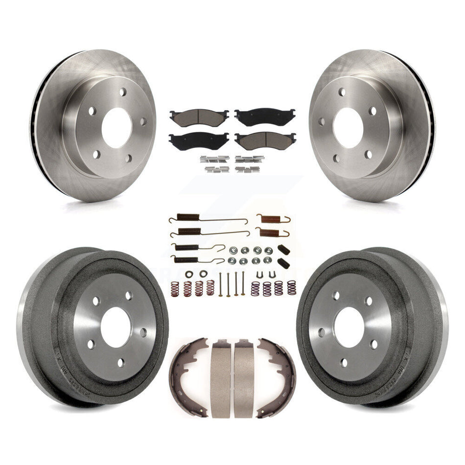 Front Rear Disc Brake Rotors Ceramic Pads And Drum Kit (7Pc) For 2000-2001 Dodge Ram 1500 4WD K8C-102273