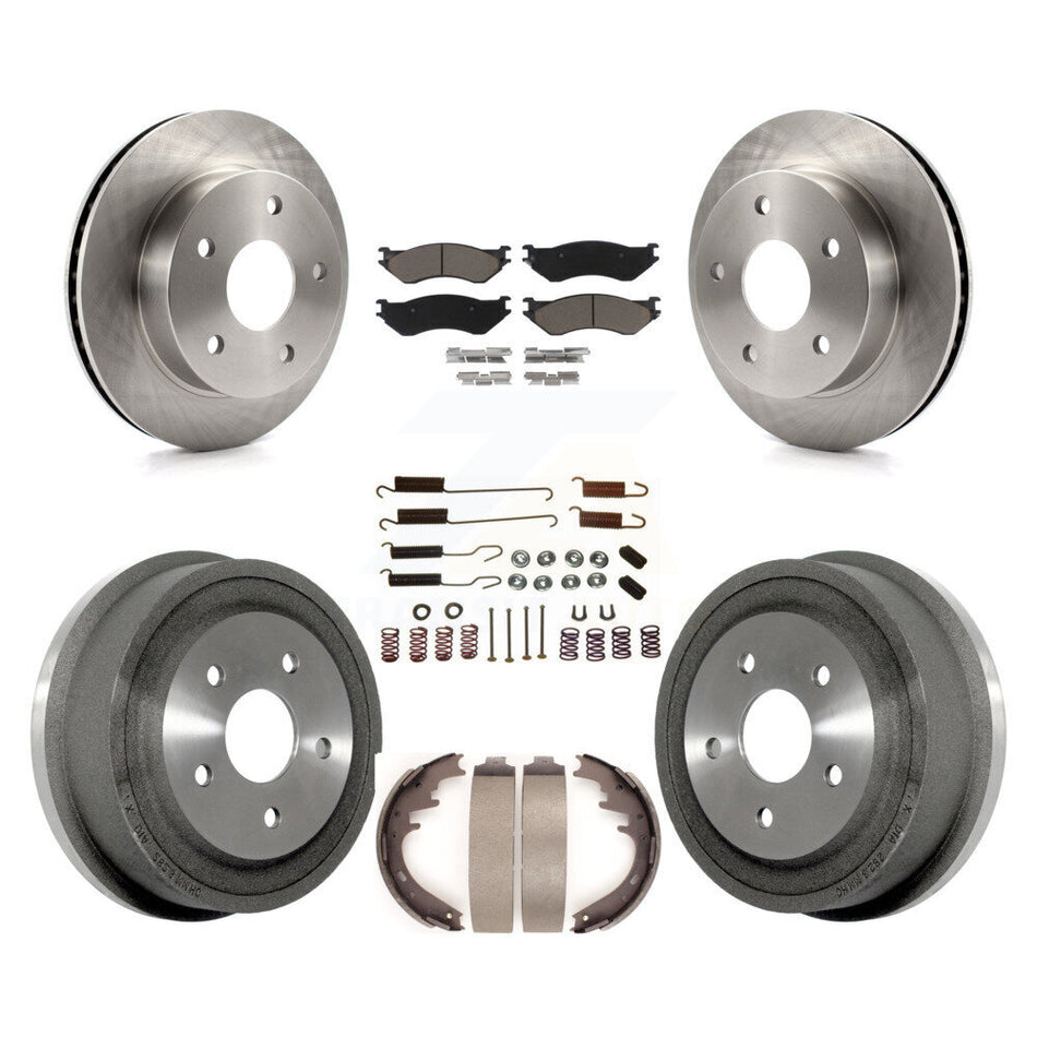 Front Rear Disc Brake Rotors Ceramic Pads And Drum Kit (7Pc) For 2000-2001 Dodge Ram 1500 4WD K8C-102273