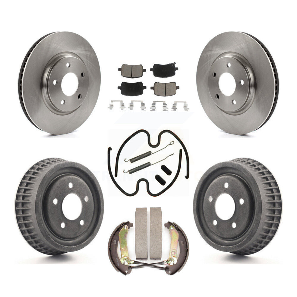 Front Rear Disc Brake Rotors Ceramic Pads And Drum Kit (7Pc) For 2004 Chevrolet Malibu rear brakes With 296mm Diameter Rotor K8C-102287