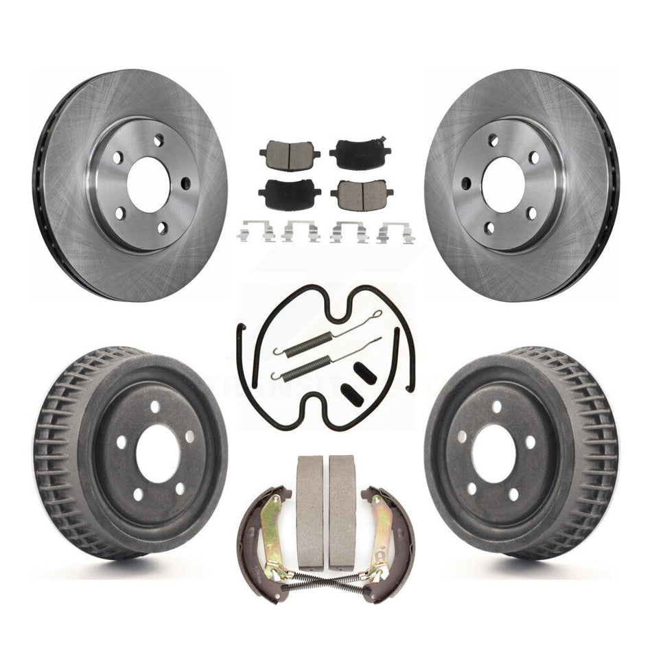 Front Rear Disc Brake Rotors Ceramic Pads And Drum Kit (7Pc) For 2004 Chevrolet Malibu rear brakes With 276mm Diameter Rotor K8C-102288