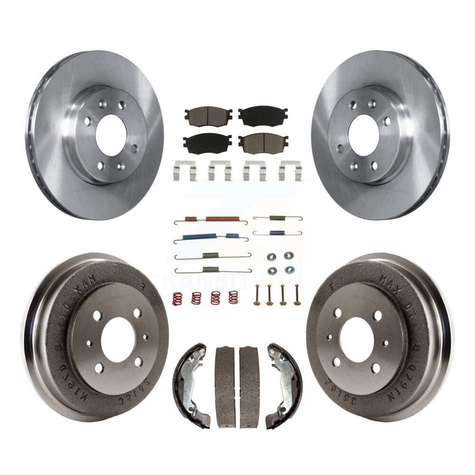 Front Rear Disc Brake Rotors Ceramic Pads And Drum Kit (7Pc) For 2006 Hyundai Accent Sedan To 09 30 05 K8C-102312