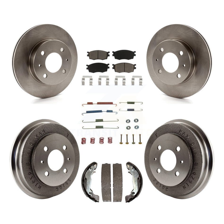 Front Rear Disc Brake Rotors Ceramic Pads And Drum Kit (7Pc) For 2006 Hyundai Accent Hatchback To 09 30 05 K8C-102313