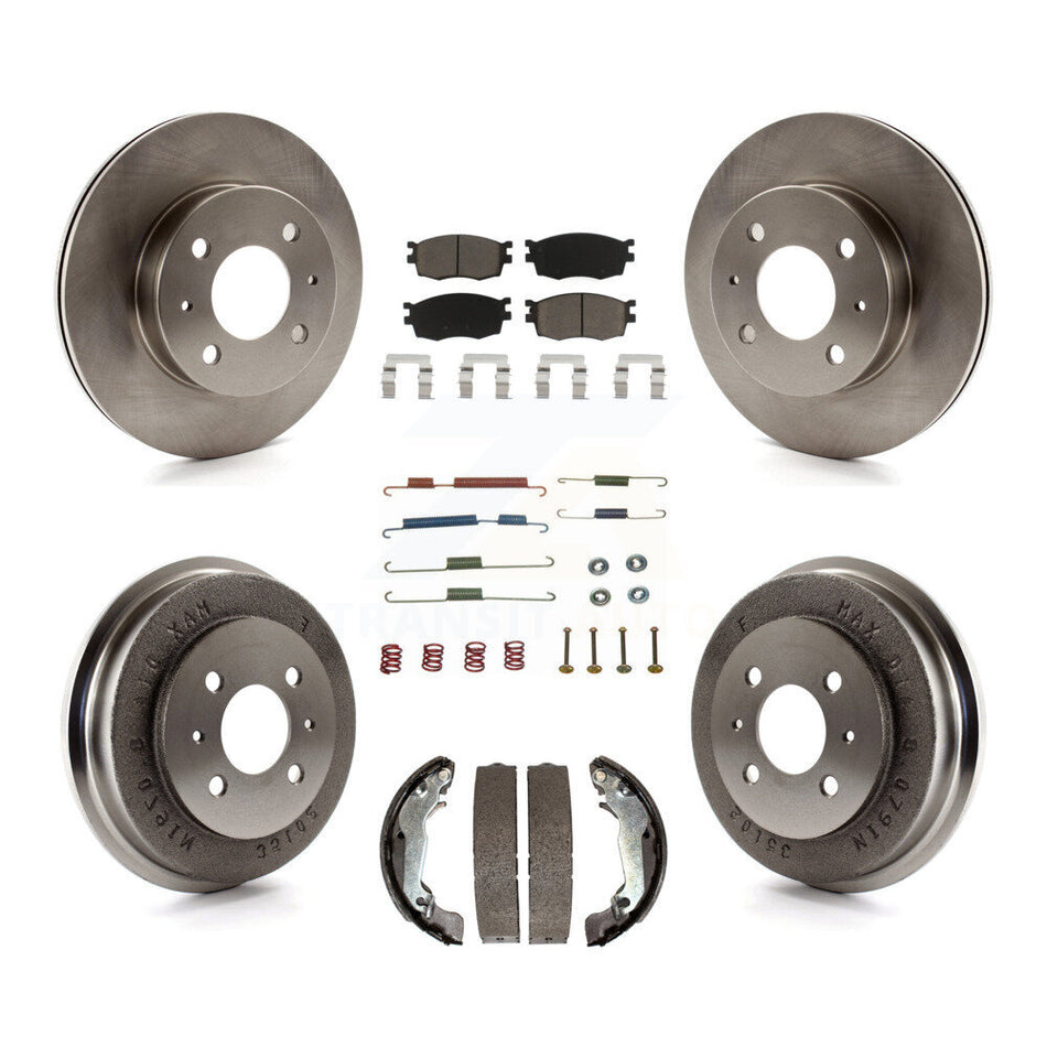 Front Rear Disc Brake Rotors Ceramic Pads And Drum Kit (7Pc) For 2006 Hyundai Accent Hatchback To 09 30 05 K8C-102313