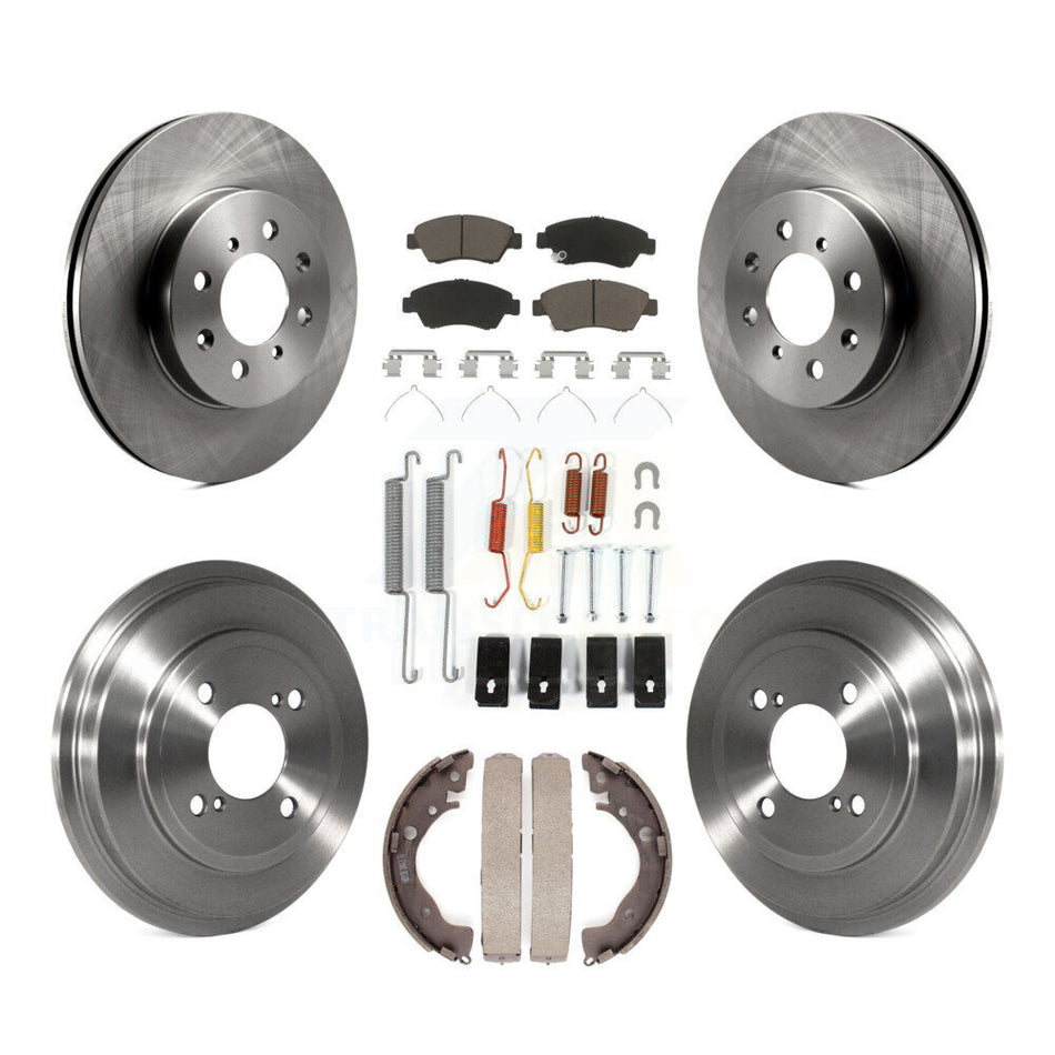 Front Rear Disc Brake Rotors Ceramic Pads And Drum Kit (7Pc) For 2013 Honda Fit DX with GAS engine K8C-102315
