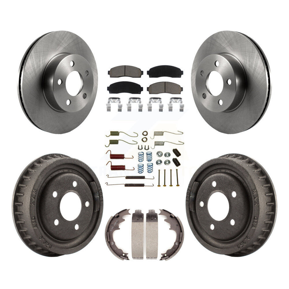 Front Rear Disc Brake Rotors Ceramic Pads And Drum Kit (7Pc) For 2004-2009 Ford Ranger 4WD With 9" Diameter K8C-102316