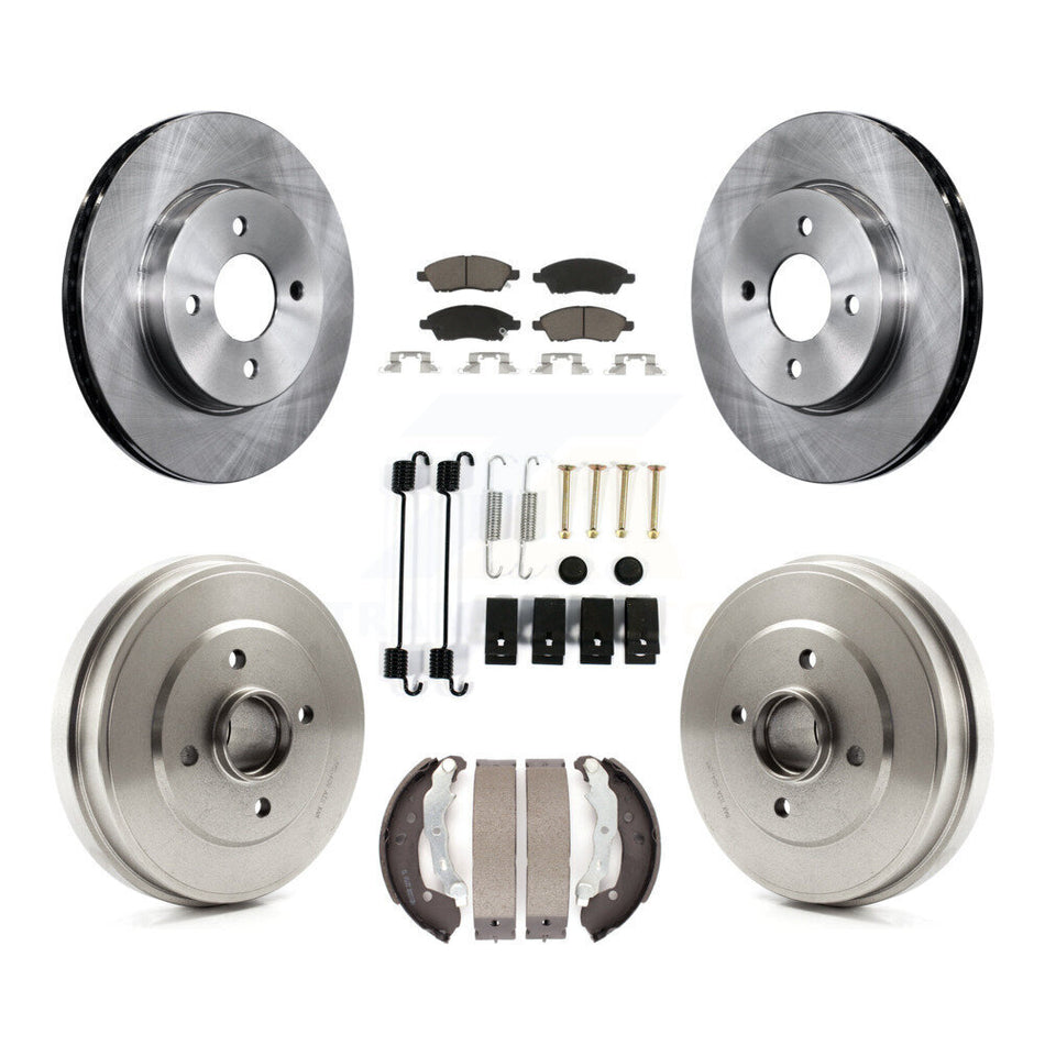 Front Rear Disc Brake Rotors Ceramic Pads And Drum Kit (7Pc) For Nissan Versa Note Micra K8C-102334