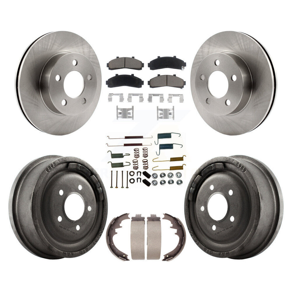 Front Rear Disc Brake Rotors Ceramic Pads And Drum Kit (7Pc) For Ford Ranger Mazda B3000 B4000 With 10" Diameter 4WD K8C-102353