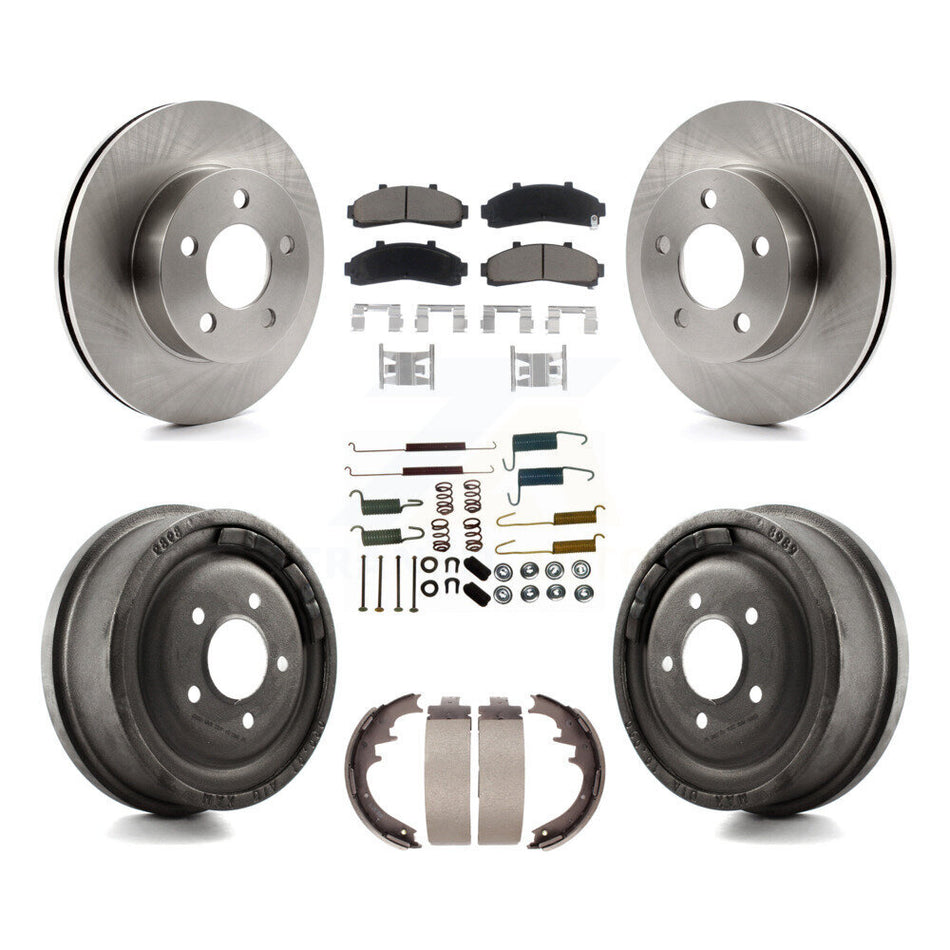 Front Rear Disc Brake Rotors Ceramic Pads And Drum Kit (7Pc) For Ford Ranger Mazda B3000 B4000 With 10" Diameter 4WD K8C-102353