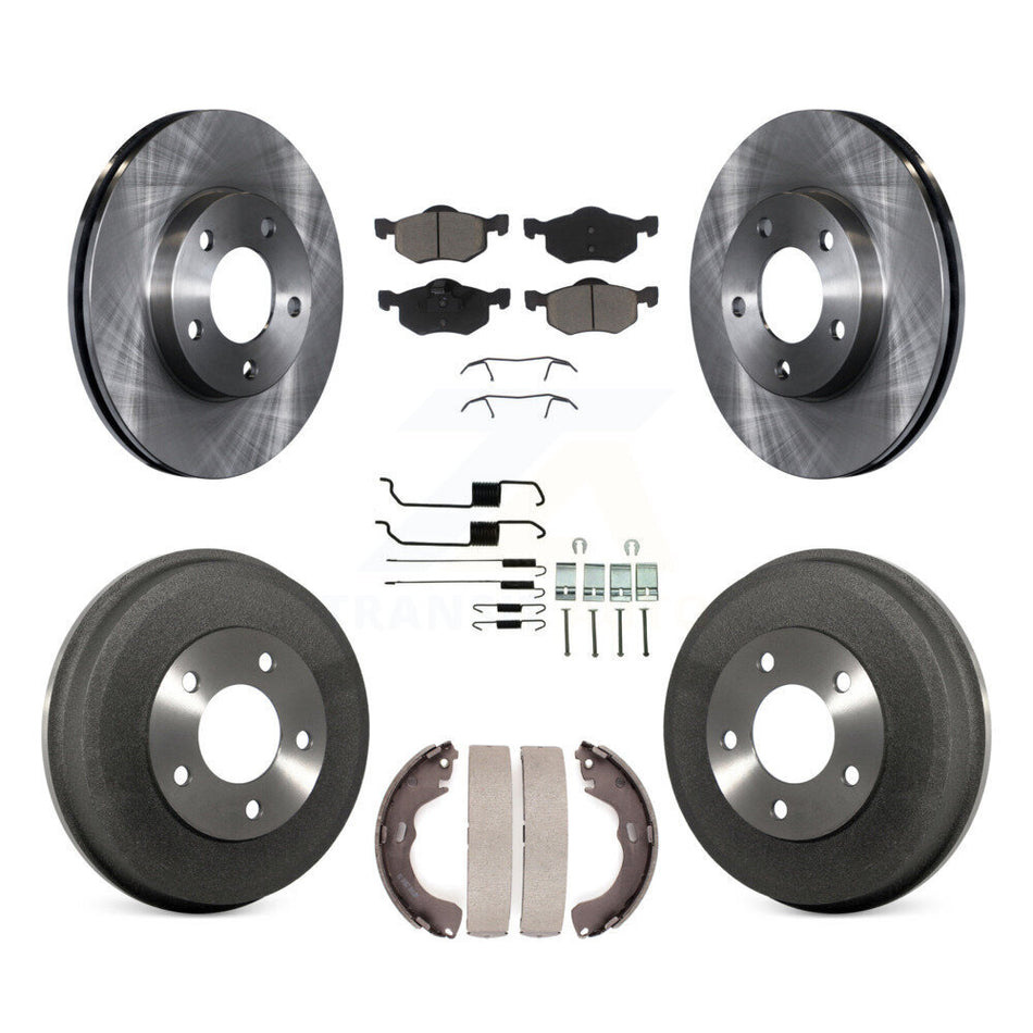 Front Rear Disc Brake Rotors Ceramic Pads And Drum Kit (7Pc) For Ford Escape Mazda Tribute Mercury Mariner K8C-102354