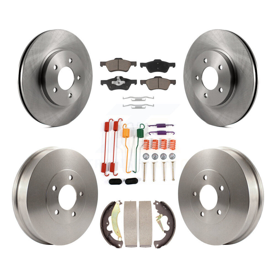Front Rear Disc Brake Rotors Ceramic Pads And Drum Kit (7Pc) For Ford Escape Mercury Mariner Mazda Tribute K8C-102358