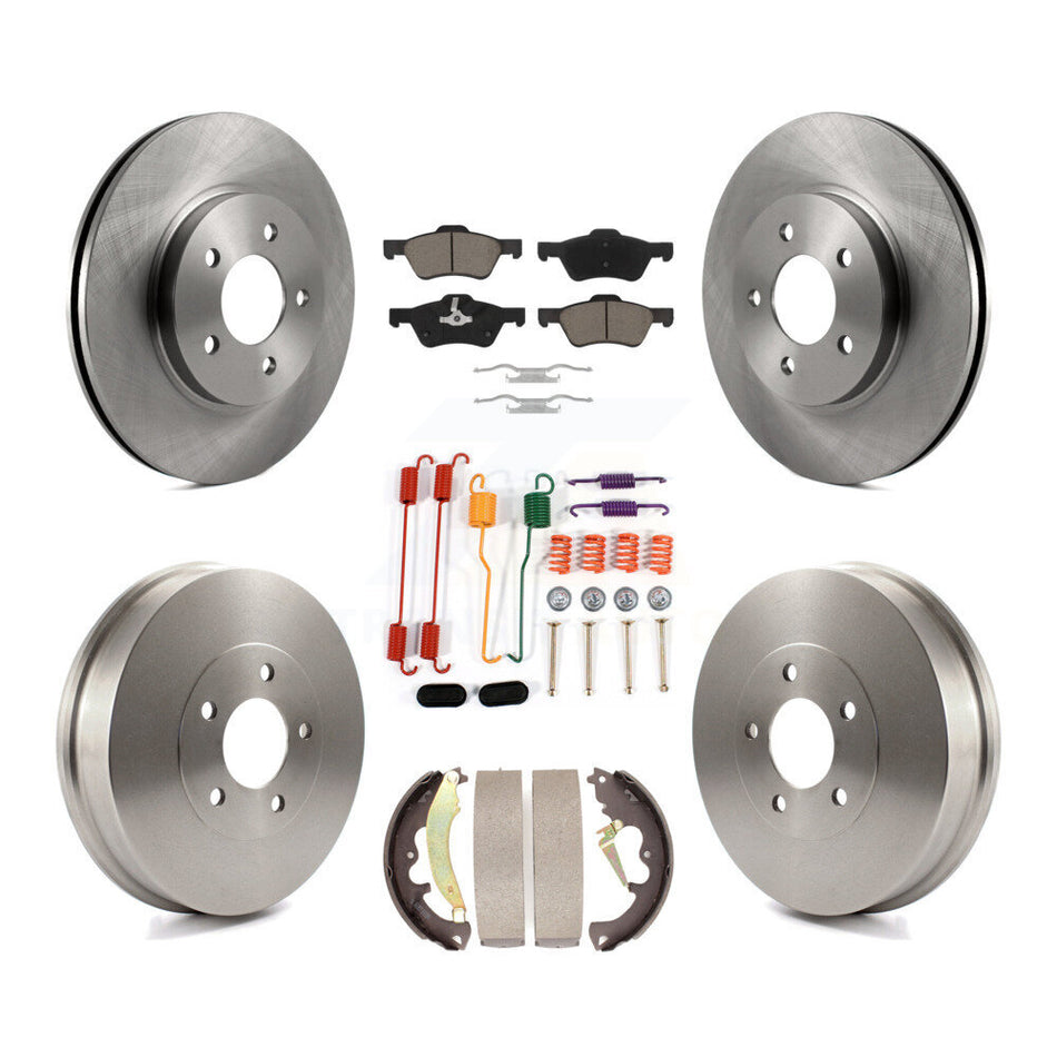 Front Rear Disc Brake Rotors Ceramic Pad & Drum Kit (7Pc) For Ford Escape Mercury Mariner K8C-102359