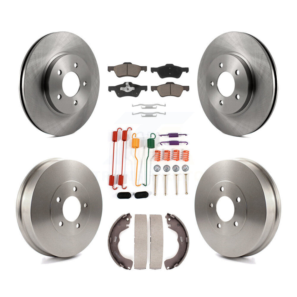 Front Rear Disc Brake Rotors Ceramic Pads And Drum Kit (7Pc) For 2008 Mazda Tribute K8C-102360
