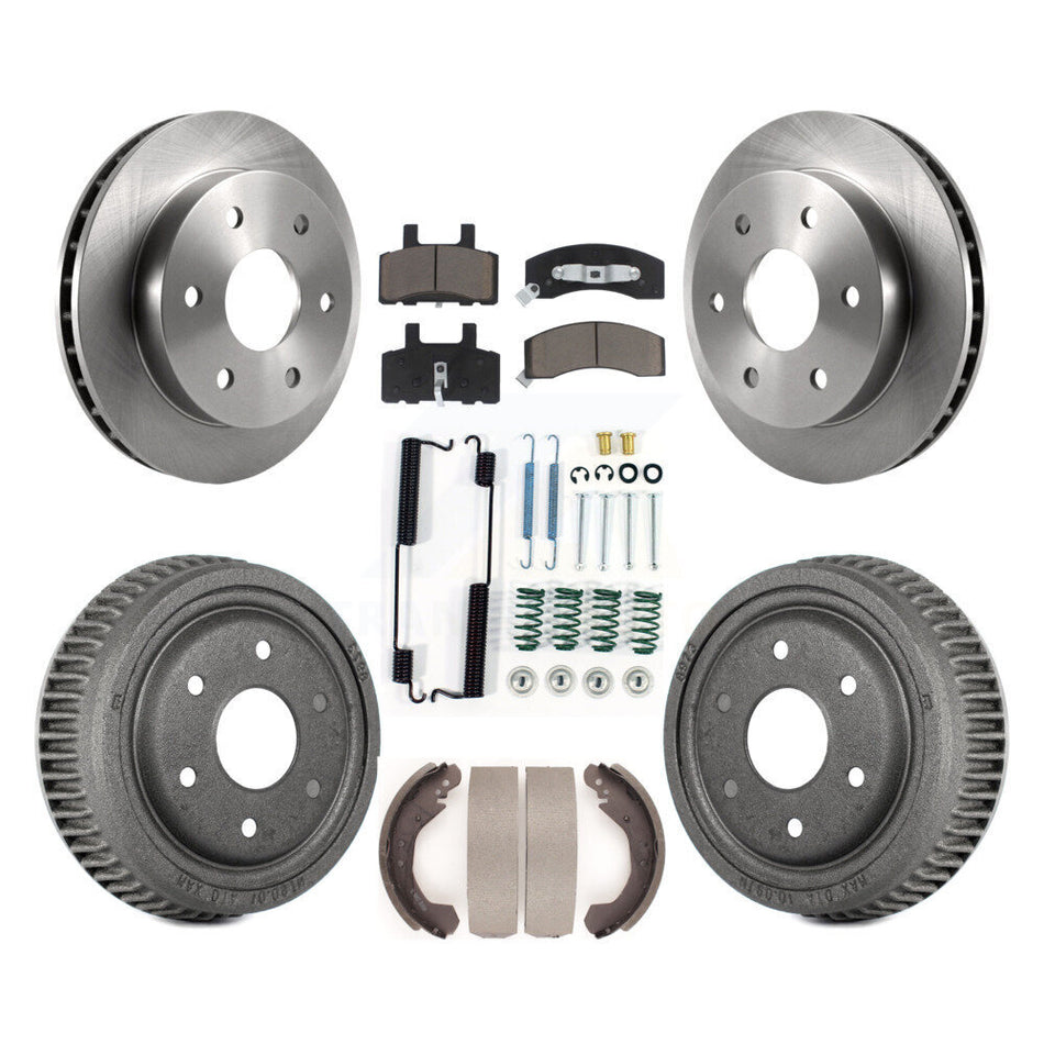 Front Rear Disc Brake Rotors Ceramic Pads And Drum Kit (7Pc) For 1995-1997 GMC Yukon 2 doors with 4WD DIESEL engine With 10" Diameter K8C-102369