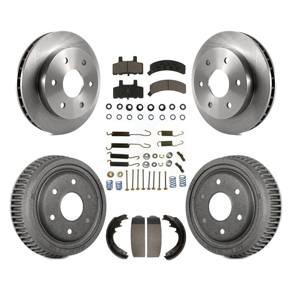 Front Rear Disc Brake Rotors Ceramic Pads And Drum Kit (7Pc) For 1995-1997 GMC Yukon 2 doors with 4WD GAS engine With 11" Diameter K8C-102370