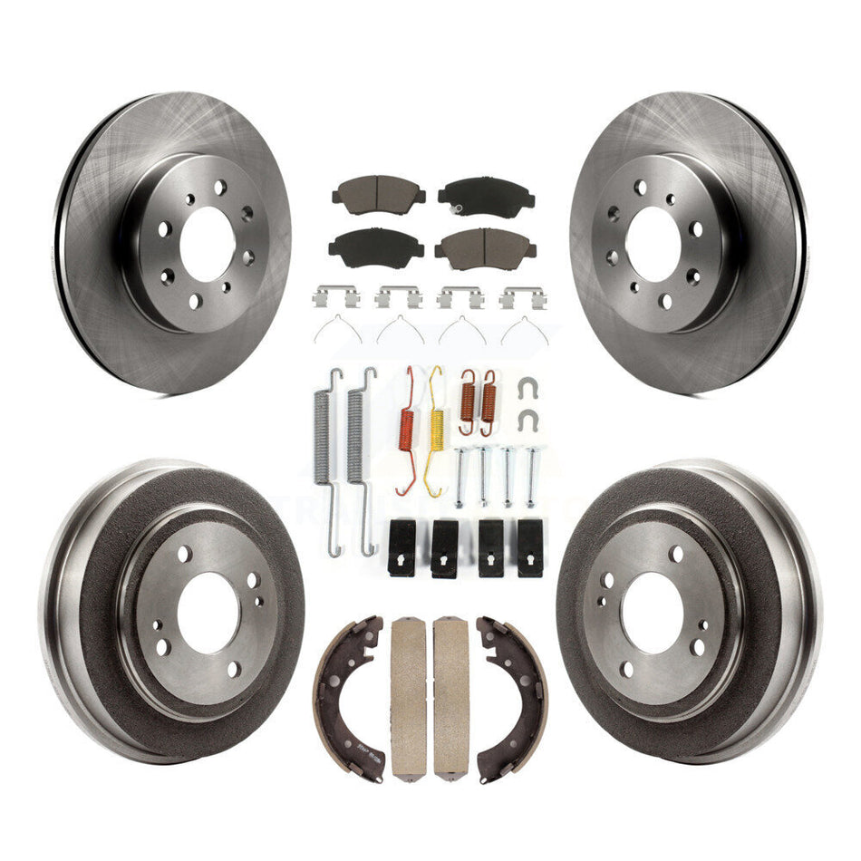 Front Rear Disc Brake Rotors Ceramic Pads And Drum Kit (7Pc) For 2007-2008 Honda Fit K8C-102373