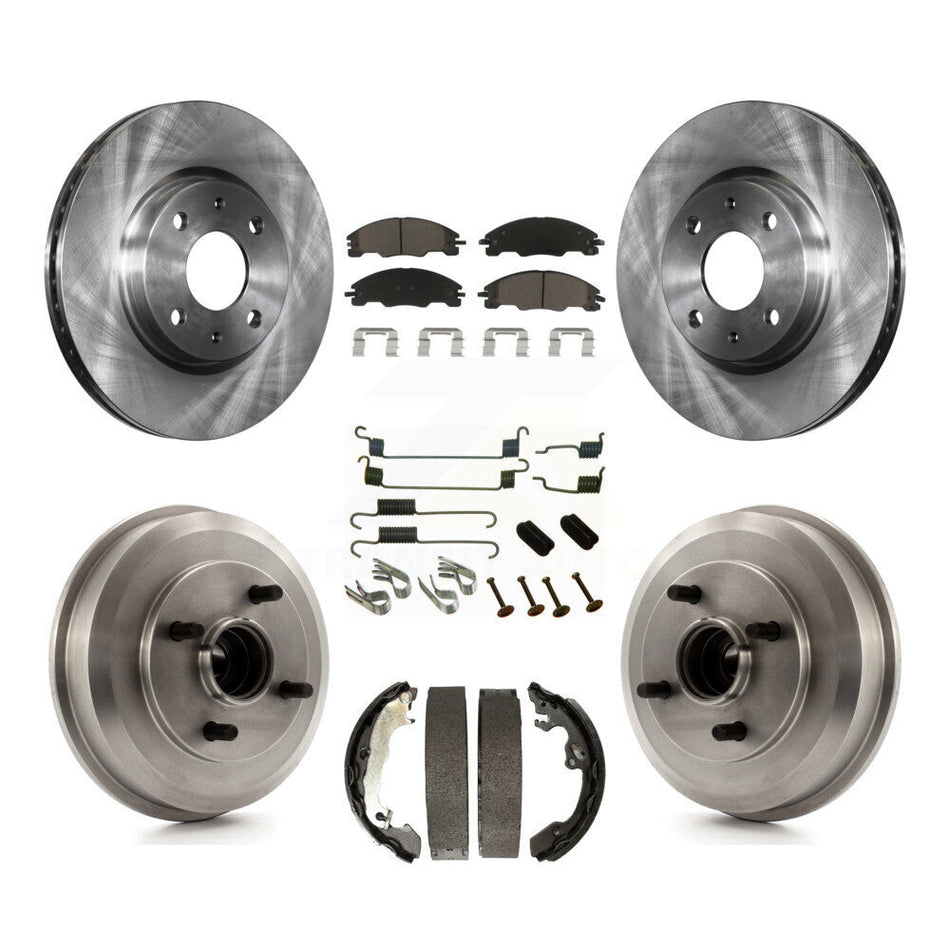 Front Rear Disc Brake Rotors Ceramic Pads And Drum Kit (7Pc) For 2008 Ford Focus Wheel Bearing Includes K8C-102377