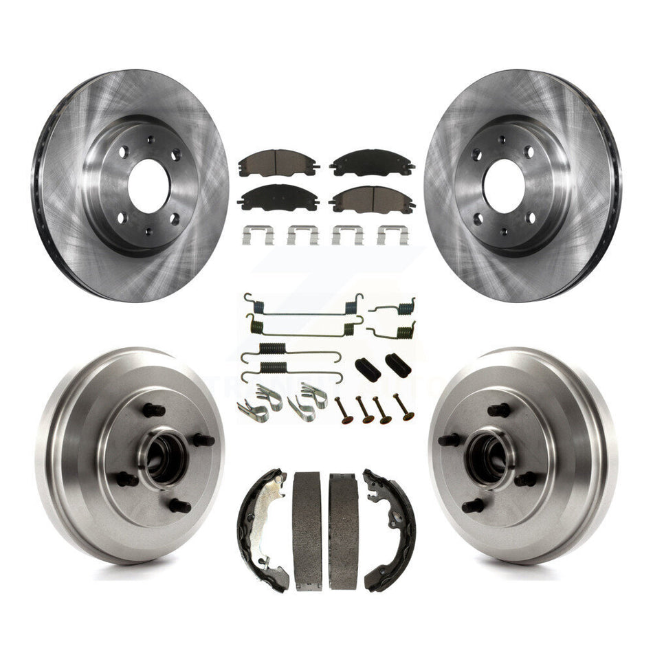 Front Rear Disc Brake Rotors Ceramic Pads And Drum Kit (7Pc) For 2009-2011 Ford Focus K8C-102378