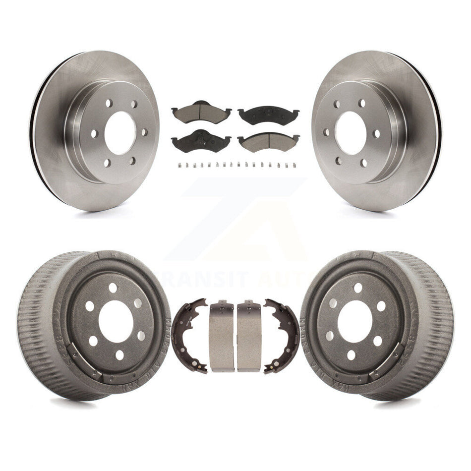 Front Rear Disc Brake Rotors Ceramic Pads And Drum Kit For 2000-2002 Dodge Dakota With 9" Diameter K8C-102393