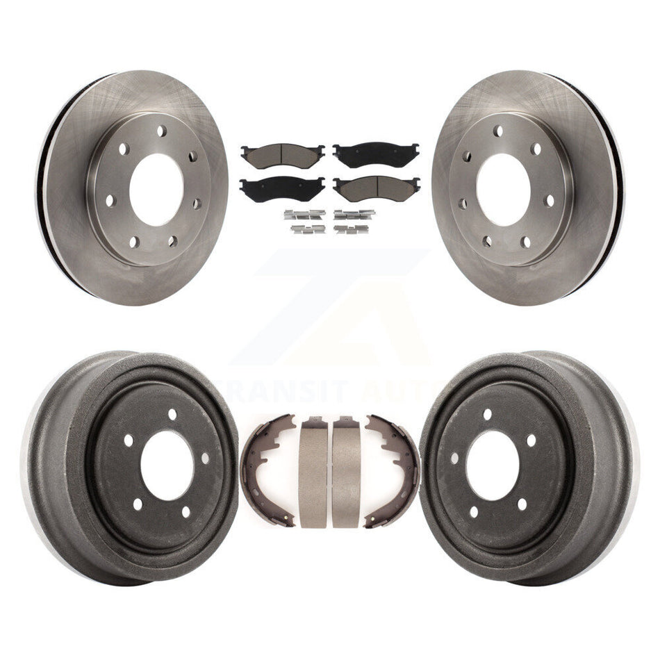Front Rear Disc Brake Rotors Ceramic Pads And Drum Kit For 1999 Ford F-150 4WD With 7 Lug Wheels K8C-102406