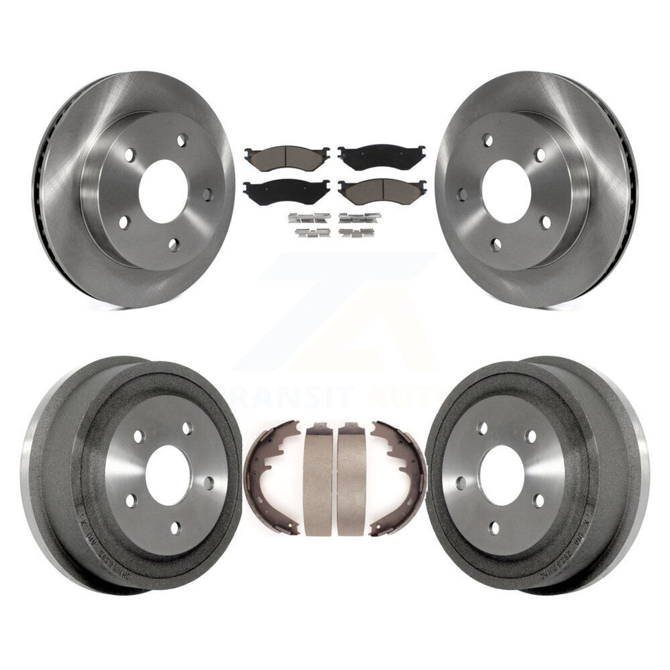 Front Rear Disc Brake Rotors Ceramic Pads And Drum Kit For 2000-2001 Dodge Ram 1500 RWD K8C-102408