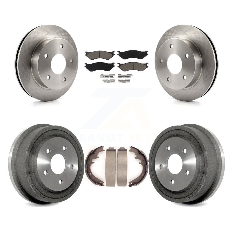 Front Rear Disc Brake Rotors Ceramic Pads And Drum Kit For 2000-2001 Dodge Ram 1500 4WD K8C-102409