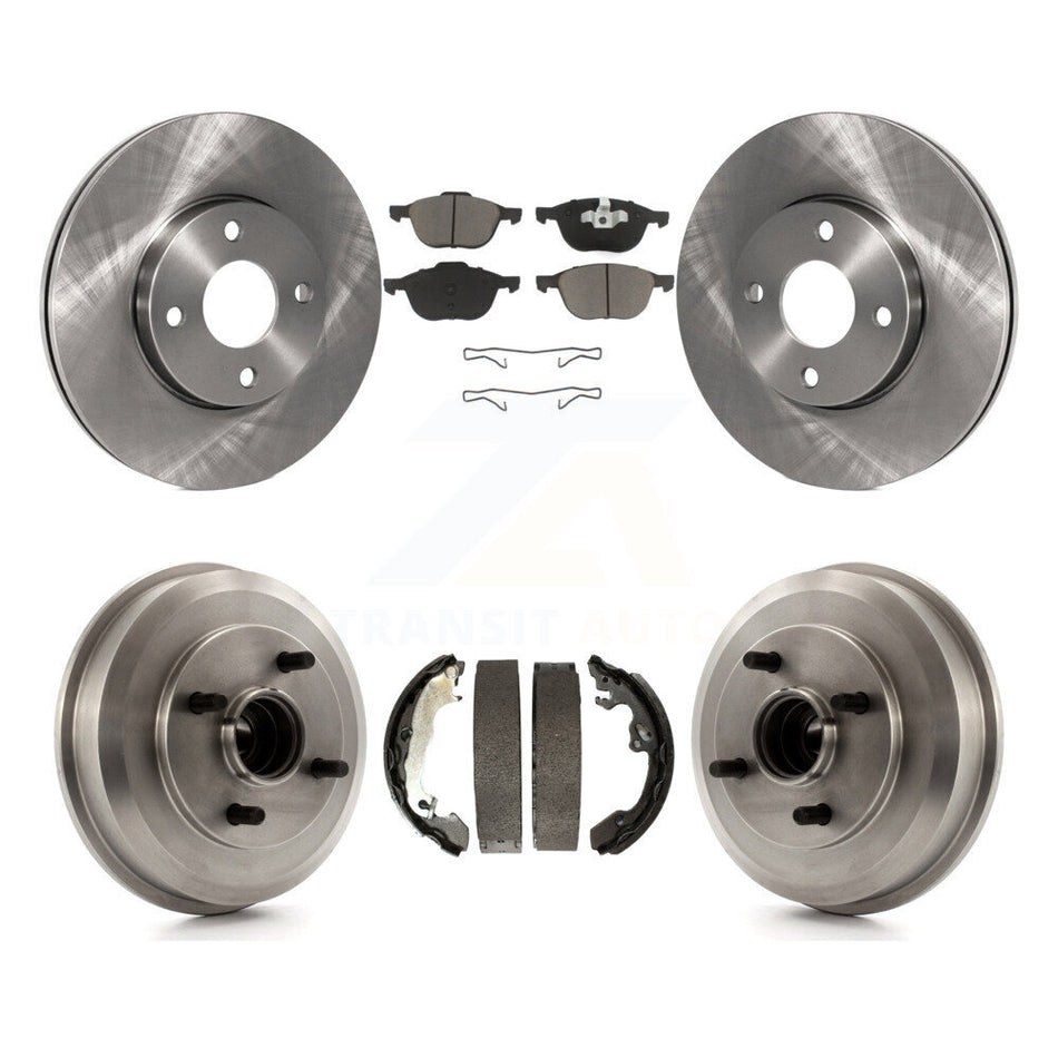 Front Rear Disc Brake Rotors Ceramic Pads And Drum Kit For 2005-2007 Ford Focus Wheel Bearing Includes K8C-102420