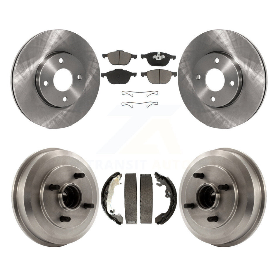 Front Rear Disc Brake Rotors Ceramic Pads And Drum Kit For 2005-2007 Ford Focus Wheel Bearing Includes K8C-102420