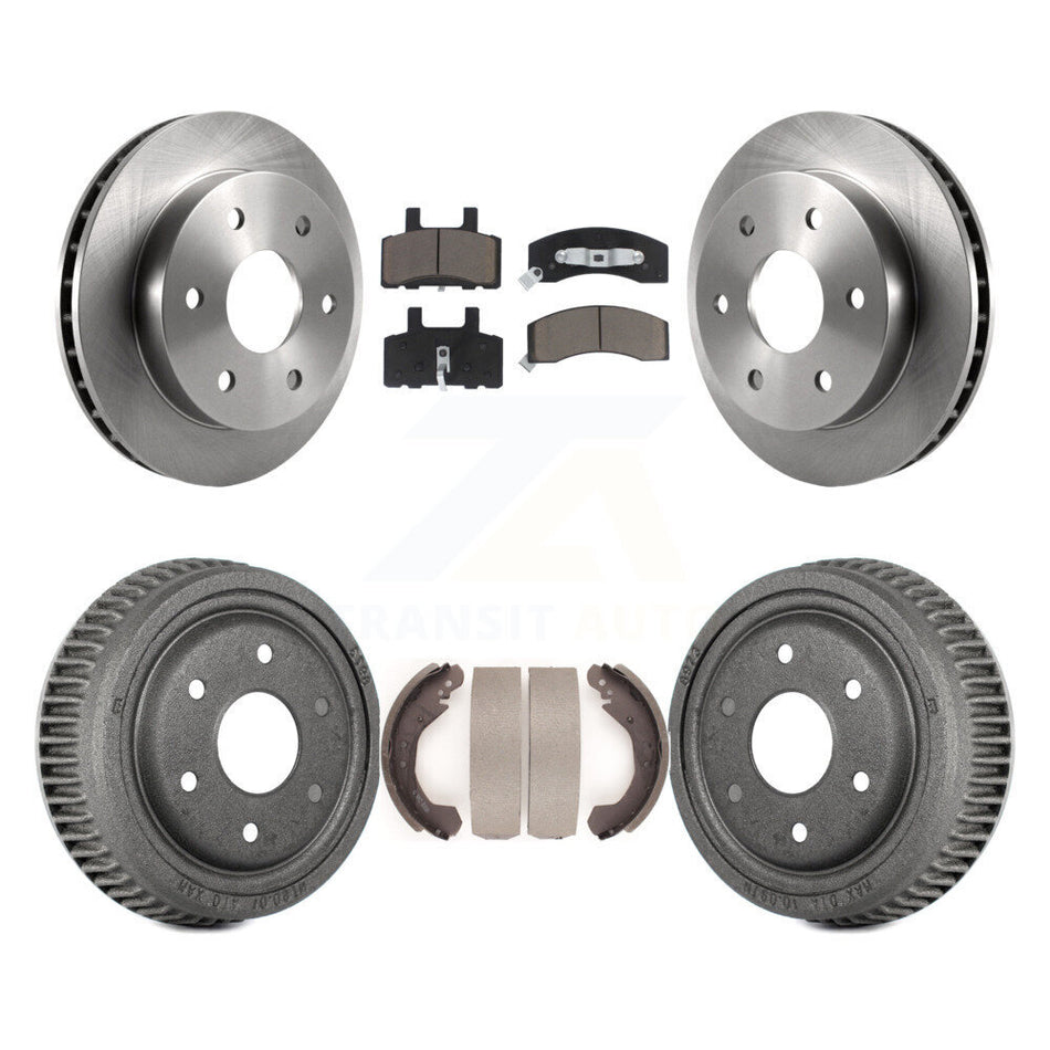 Front Rear Disc Brake Rotors Ceramic Pads And Drum Kit For 1995-1997 GMC Yukon 2 doors with 4WD DIESEL engine With 10" Diameter K8C-102491